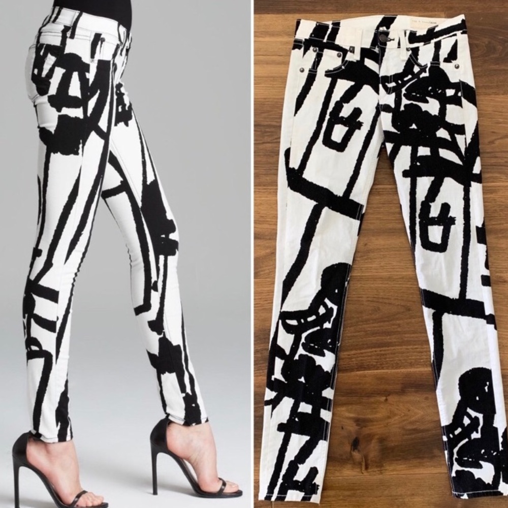 Rag & Bone abstract mid rise stretch jeggings